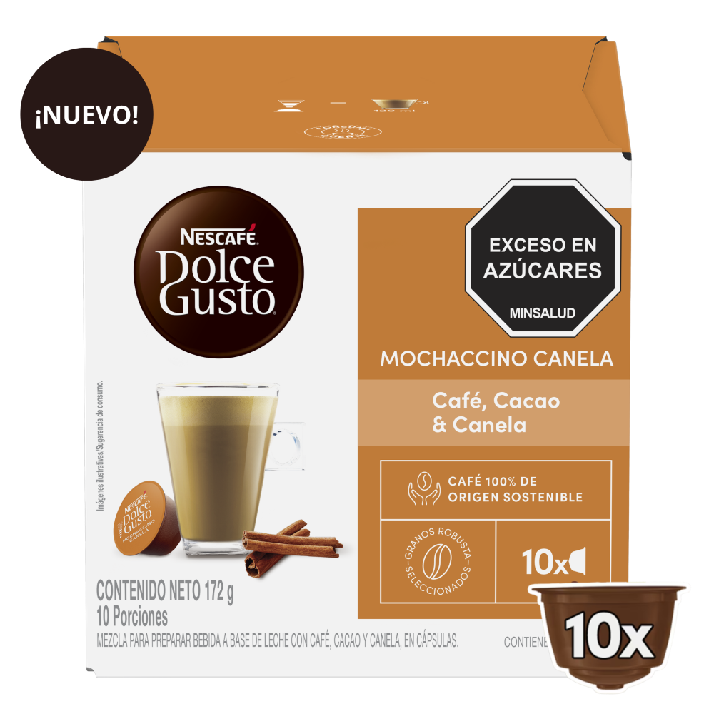 caja mochaccino canela nescáfe dolce gusto 10 cápsulas café cacao y canela
