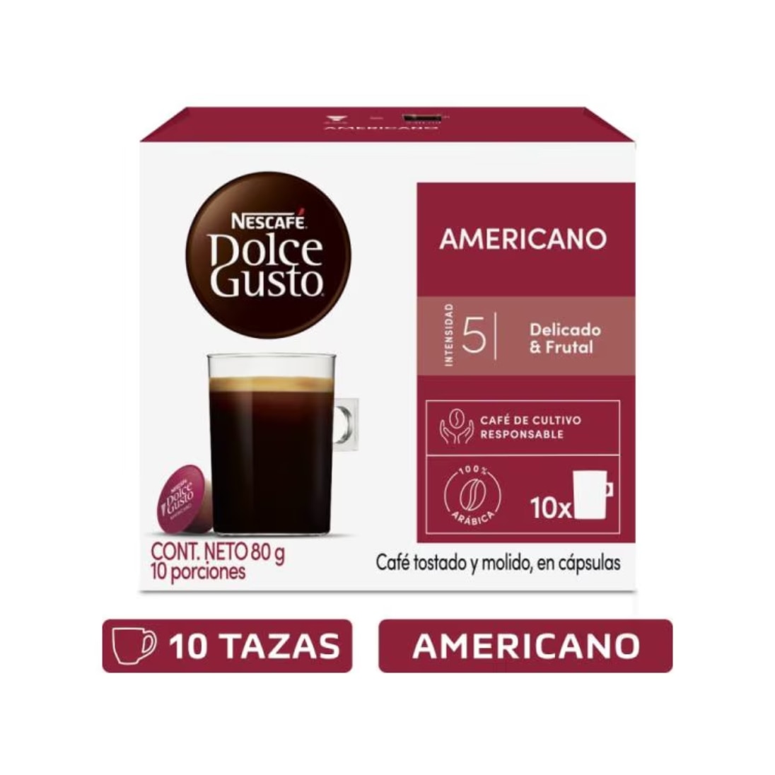 caja de cápsulas de café americano