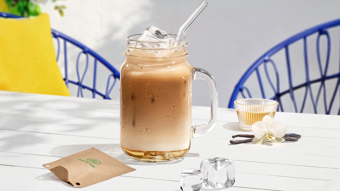glass with coffee on a table